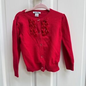 Hartstrings 3T Girls Red Bow Button Down Sweater